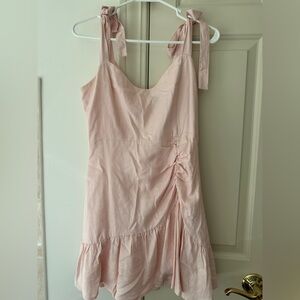 Pink Mini Dress With Bow Sleeves